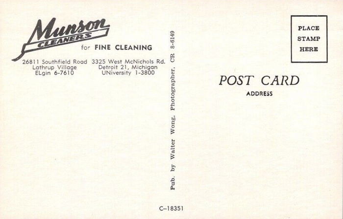 Munson Cleaners - Vintage Postcard Back